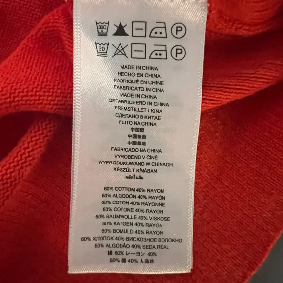 Michael, Michael Kors,M orange open knit back faux leather roll tab cardigan - Picture 10 of 10